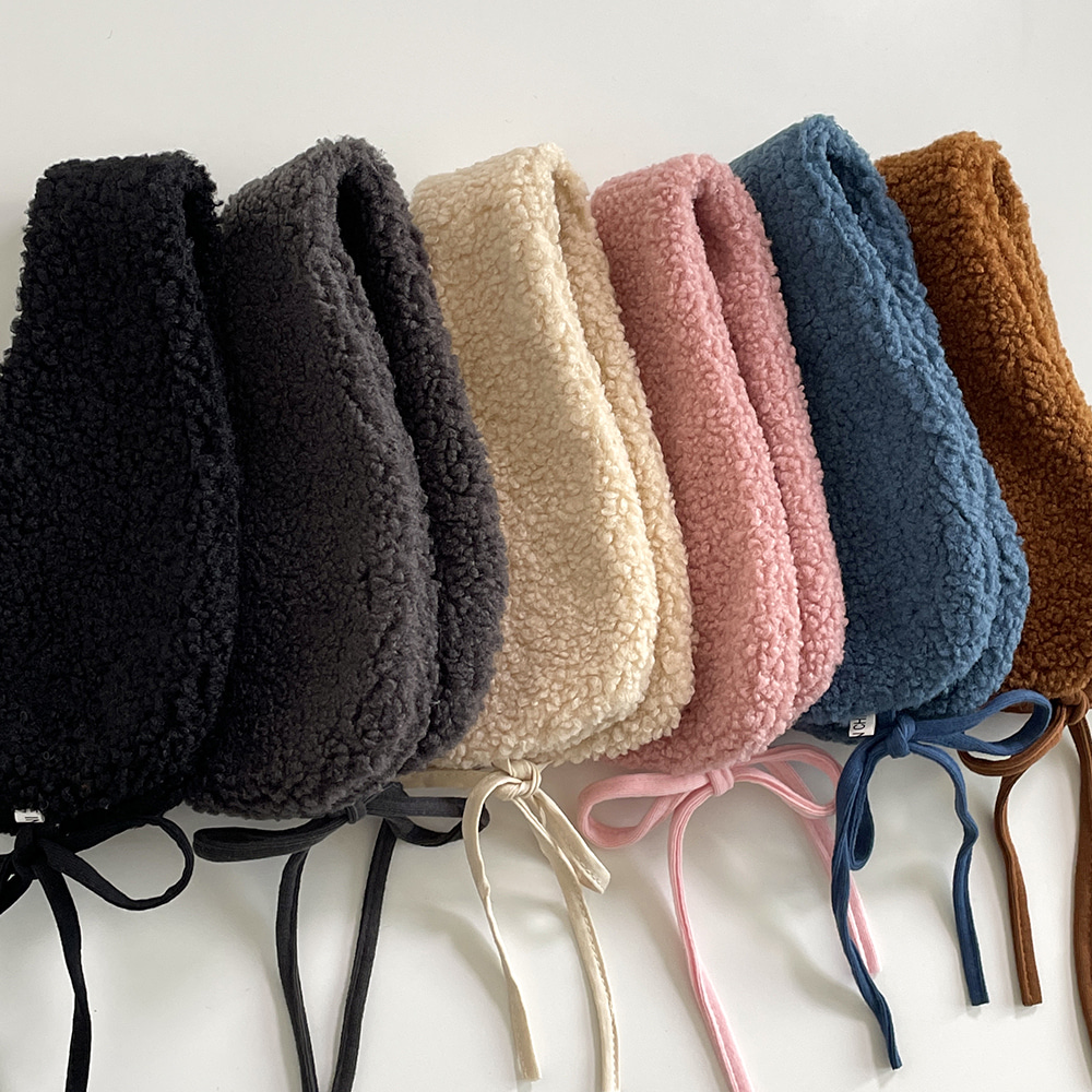 쉬프 뽀글이 양털 귀도리 데일리 겨울 방한 휴대용 리본 끈 귀마개 (6color)