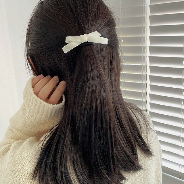 [핸드메이드] 루나 미니 포인트 리본 벨벳 머리끈 헤어끈 (8color)