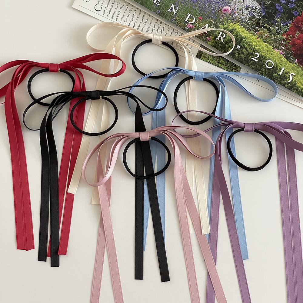 리사 롱 리본 공단 컬러 데일리 포인트 헤어끈 머리끈 (6color)